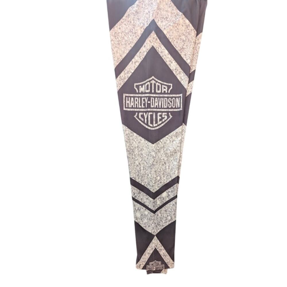 Harley Davidson Leggings Womens M Heathered Gray and Black Logo Biker Motorcycle